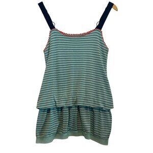 Matilda Jane Womens Striped Tank Dress W/ Pom-Pom Trim Blue/White
